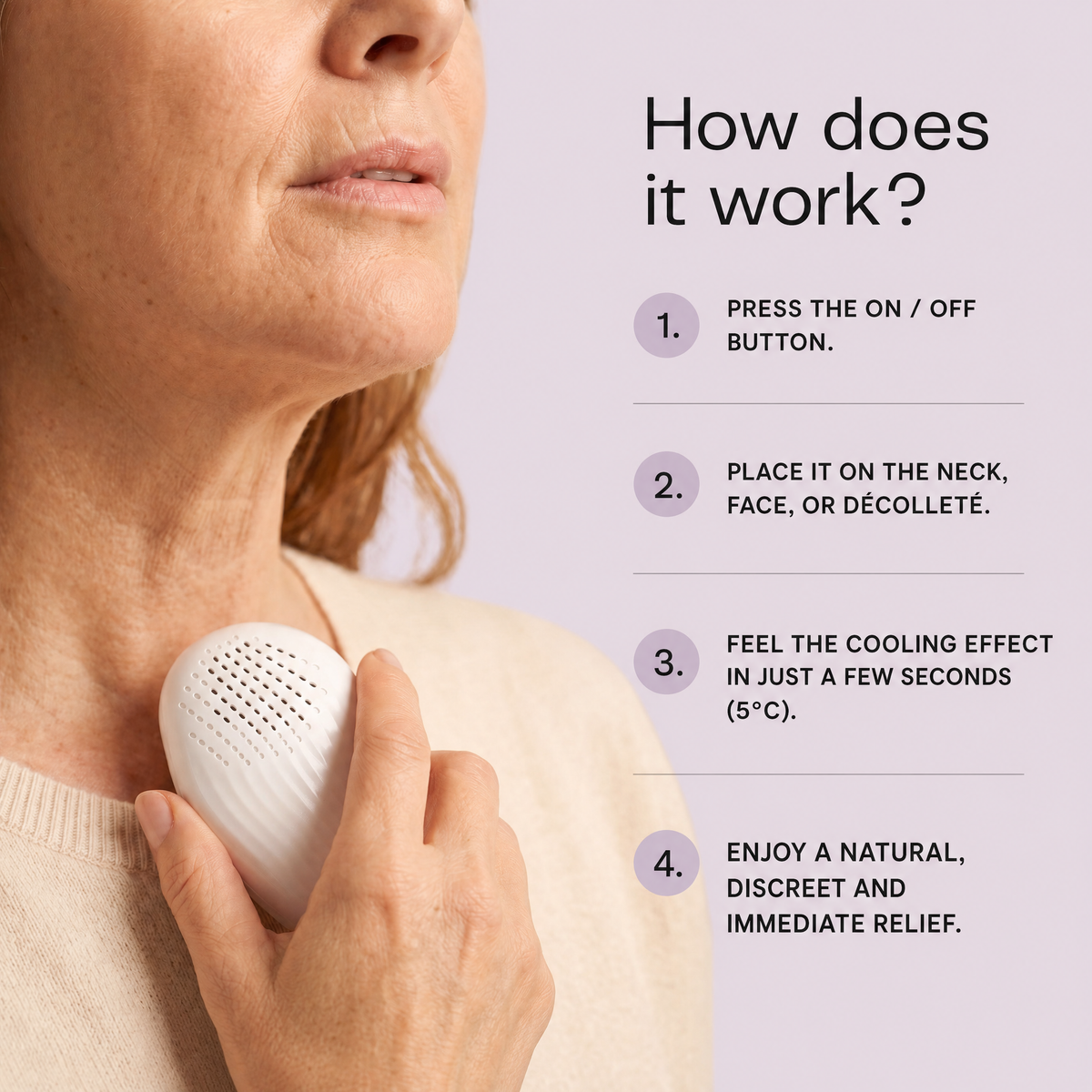 Healm, the portable cooling device Relieves hot flashes in 5 seconds
